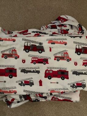 Firetruck flannel sheet set twin sized